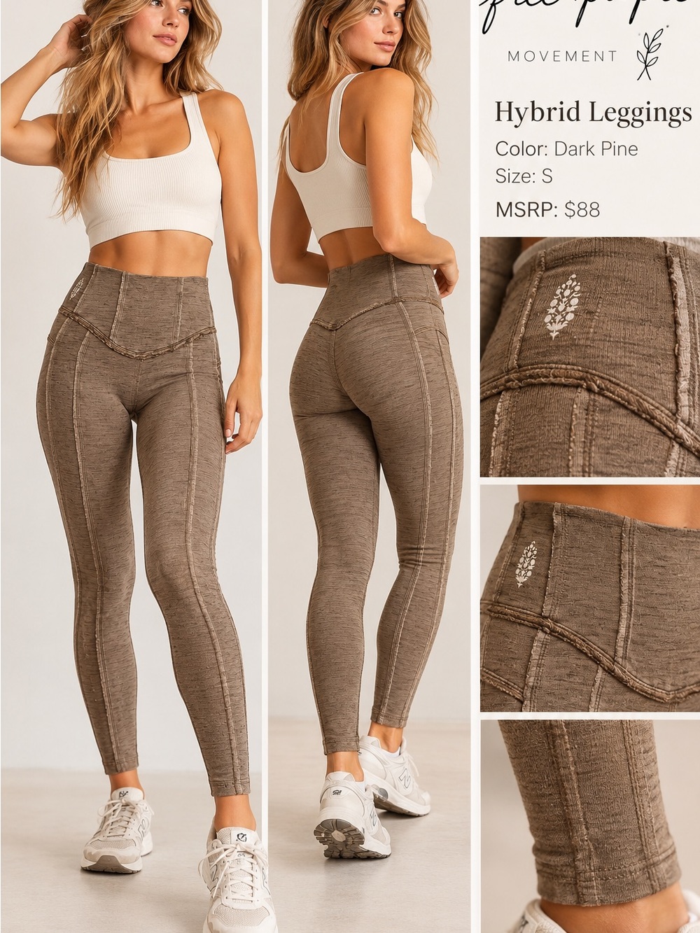 Free People Movement Hybrid Leggings in dark pine brown